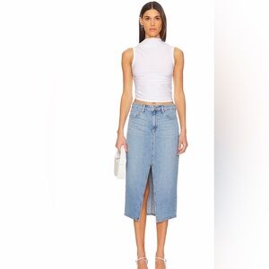 LELIS Stylish Blue Denim Midi Skirt Sz-S